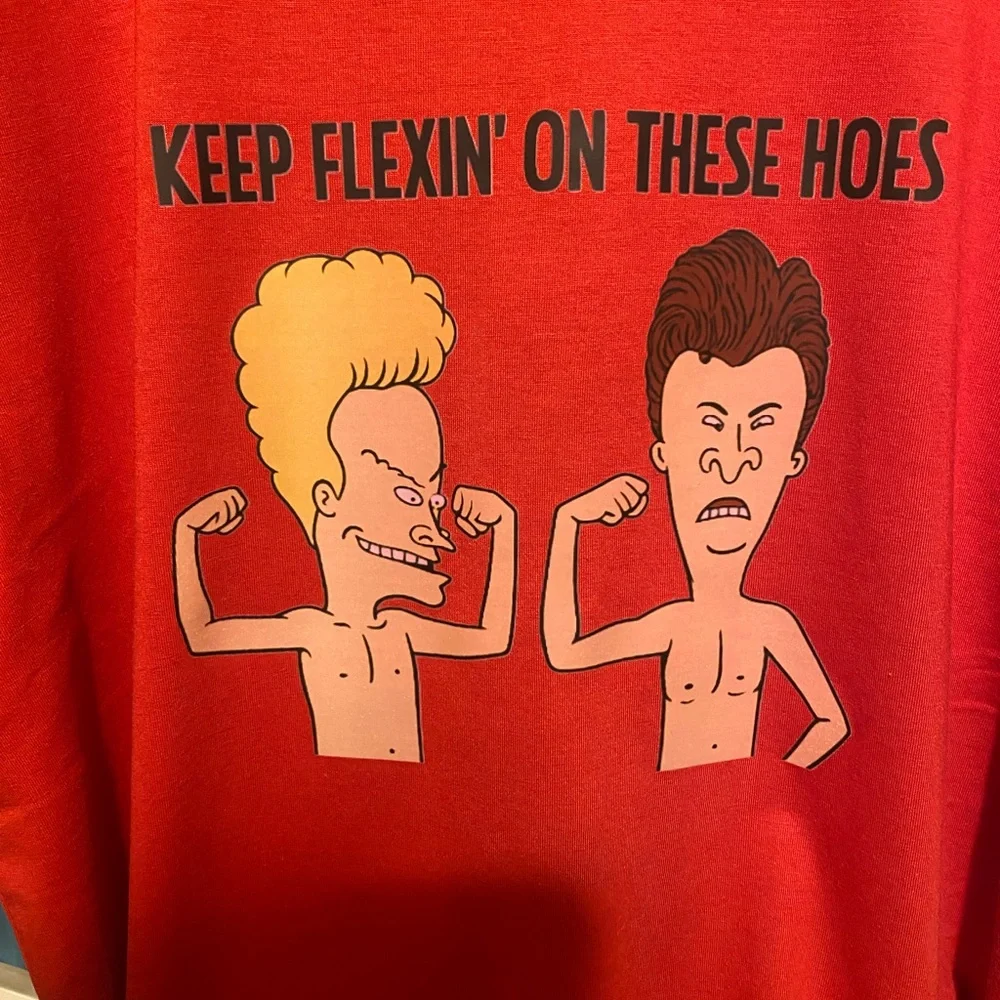 NWT!!  BEAVIS AND BUTTHEAD- FLEXIN ON THESE HOES Tshirt - Picture 2 of 6